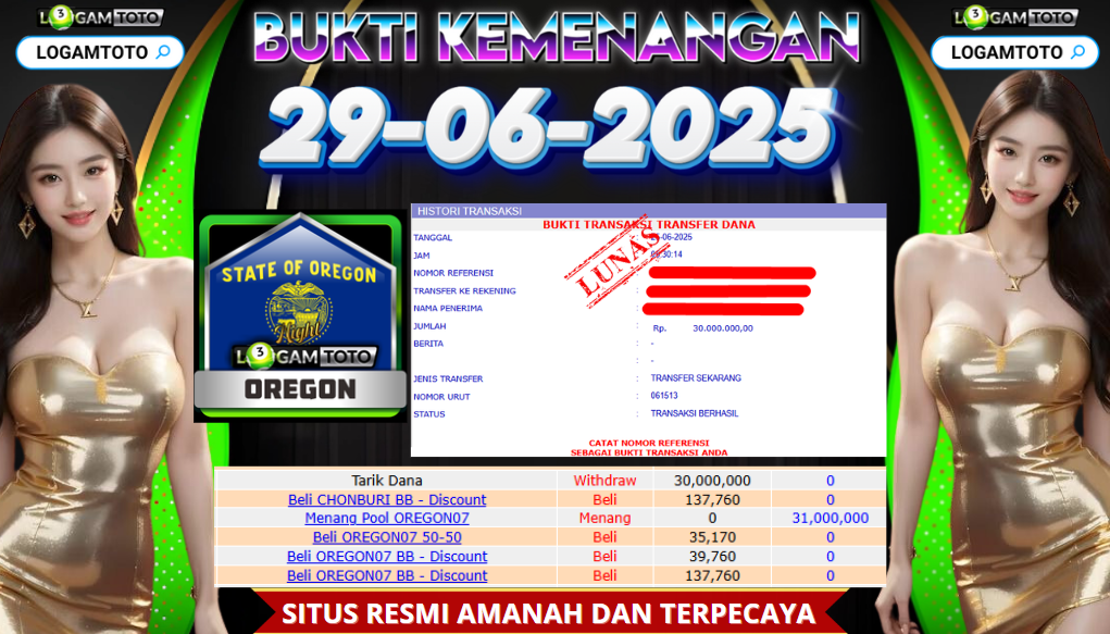 SELAMAT KEPADA MEMBER SETIA LOGAMTOTO BERHASIL JACKPOT DI PERMAINAN TOGEL OREGON POOLS